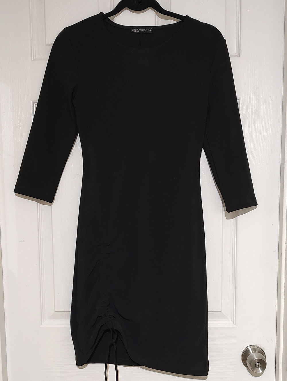 Black Women’s Drawstring Ruched Sleeve Dress